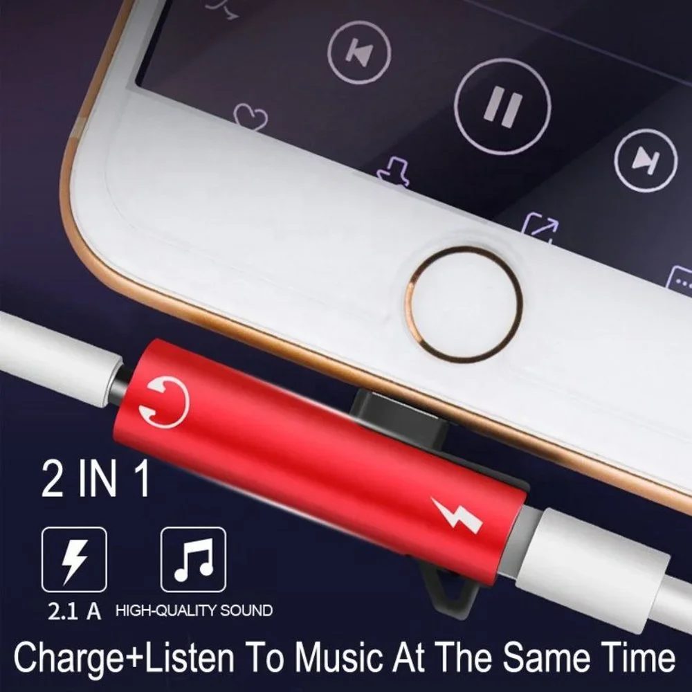 2 in 1 iPhone Aux Audio Adaptor, charge your iPhone and use Aux port simultaneou